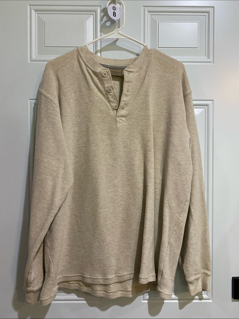 L.L. Bean Men's Beige Henley Crewneck Sweater